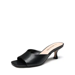 Dream Pairs Women's Square Toe Slip-On Heel Sandals