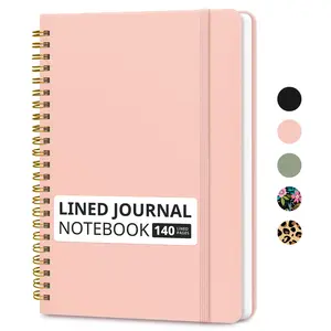 Lined Spiral Journal Notebook for Women & Men, 140 Pages, College Ruled Hardcover Notebook for Work & Note Taking, Journals for Writing, A5 - Pink