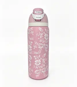 Owala 32oz FreeSip Insulated Water Bottle Pink Floral Bow Print Leak-Proof Stainless Steel Travel Mug Keeps Drinks Cold 24H Drinkware Flasks Portable Stylish Bottled Stranger Things sublimation, Insulated Cup, Thermo Tumbler
