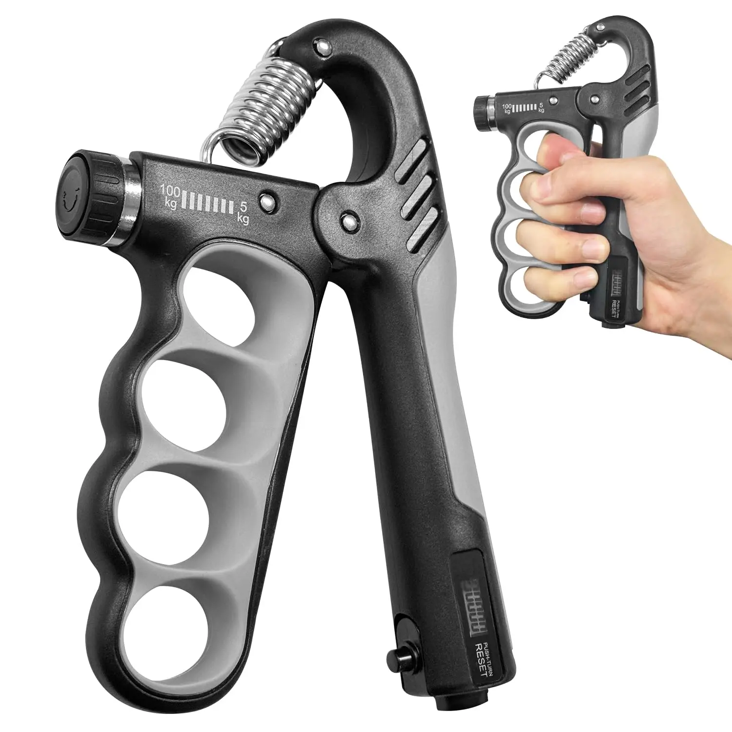 Hand Grip Strengthener - 5-100kg Adjustable Exerciser Strength Trainer For Building  And Carpal Tunnel Includes Grips