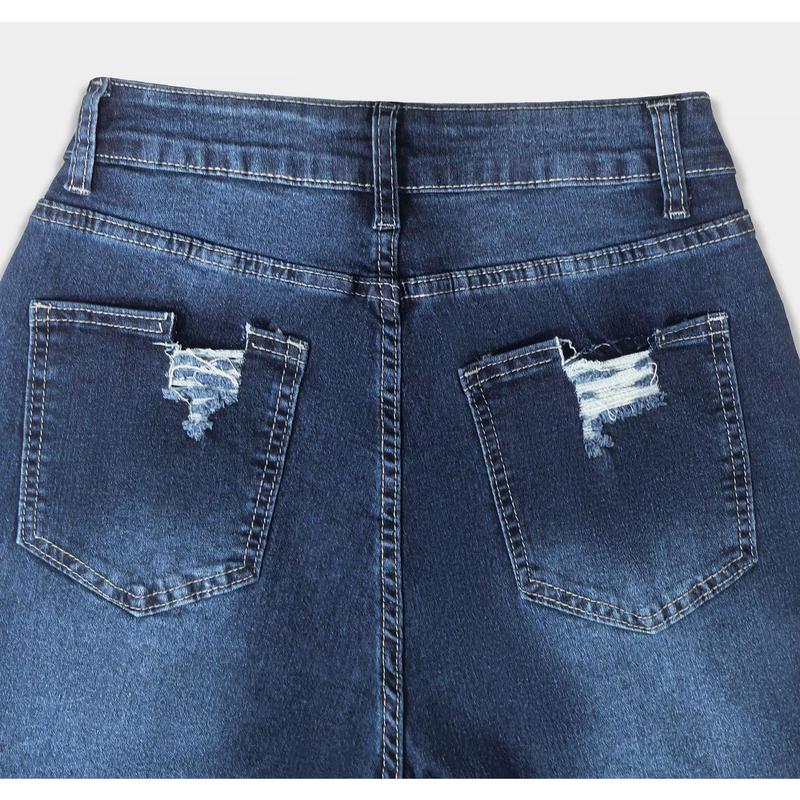 EVALESS Women's High Waist Plenty Stretchy Trouser Jeans Tummy Control Lightweight Ripped Boyfriend Distressed Straight Leg Ankle Pants Denim Jeans 2025 Trendy Womenswear Outfits