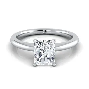 The Gilda Solitaire Engagement Ring Setting for Radiant Diamonds in Platinum
