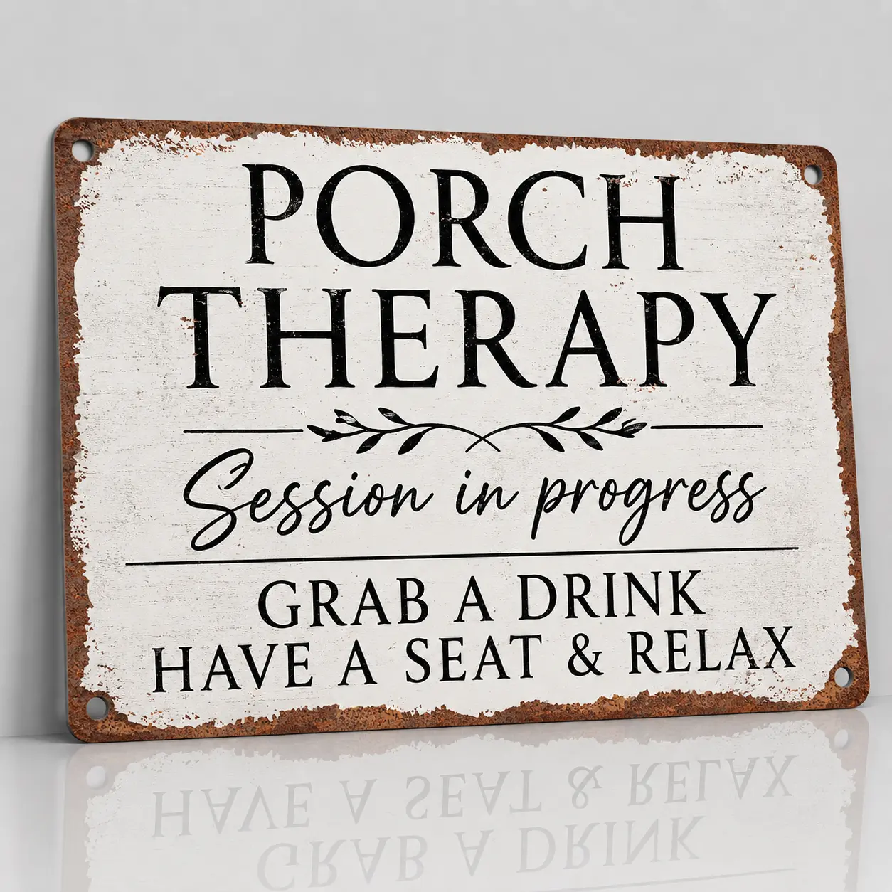 8x12 in Rectangle Metal Aluminum Tin Plaque - Retro 1950s Style Rustic Aesthetic Home Sign, Outdoor Decor for Porch Therapy, Drinking & Relaxing