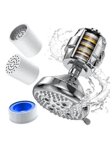 【Christmas Gift】Shower Head And 20 Stage Shower Filter, High Pressure 5 Spray Settings Filtered Showerhead With 3 Replaceable Filter Cartridges For Removing Chlorine Fluoride, Polished Chrome