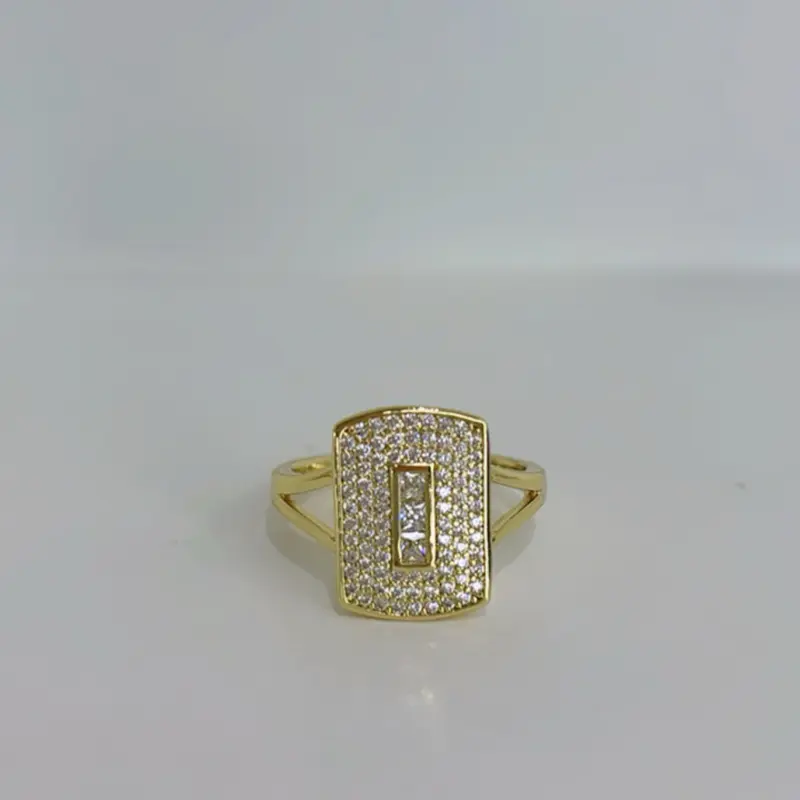 Rectangle Shape Ring - 14k Laminated Gold Simple Design Hypoallergenic ...