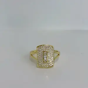 Rectangle Shape Ring - 14k Laminated Gold Simple Design Hypoallergenic 3 Layers Protection for Daily Use