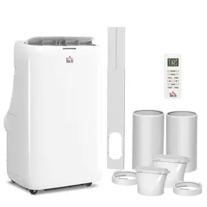 HOMCOM Portable Air Conditioner High Efficiency Inverter, 3-in-1 14000 BTU Dual Hose AC Unit with Cool, Dehumidifier, Fan, for Room up to 700 Sq. ft, Includes Remote & Window Kit