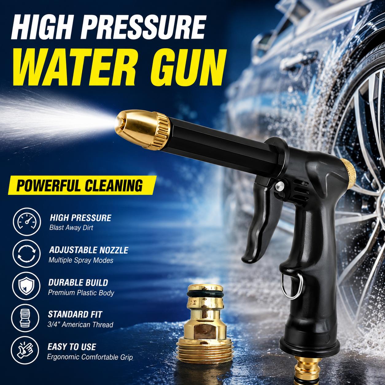 Multi-Purpose Garden Water Wand - Durable Plastic Body Hose Nozzle, Adjustable Cleaner for Vehicles and Outdoor Gardening Tasks