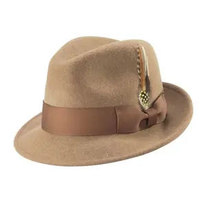 Tan Pinch Crushable Litefelt Snap Brim Hat by Montique