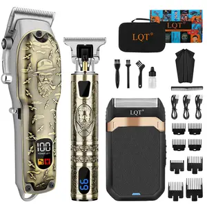 Professional men's cordless electric hair clipper, trimmer, cordless shaver, hair and beard trimmer with LED power display, USB charging, boyfriend gift, portable travel storage bag  adjustable blade Barber Equipment Barber Grips,clipper kit,