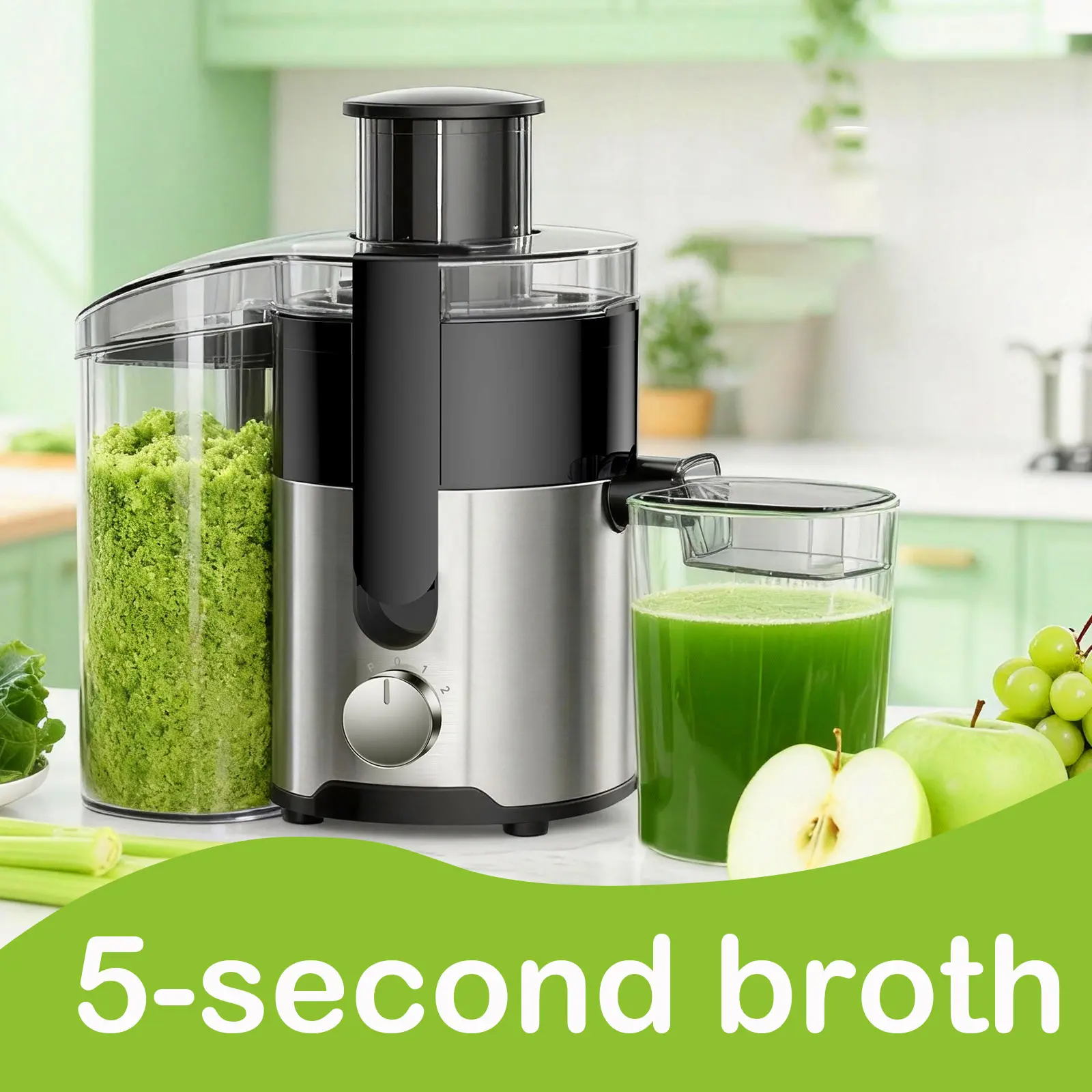 Household Centrifugal Juicer - 110v-120v Compact Metal Blender Smoothie Maker, 3-inch Wide Chute, 3-Speed Control, Easy Cleanup, Detachable, High Yield, Fast Juicing for Fruits & Vegetables, US Plug, Portable Juicer Machines, Smoothies Blender