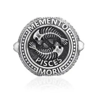 Pisces Zodiac Skull Ring