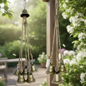 Adjustable Hanging Wind Chime Door Decor, Creative Droplet-Shaped Door Handle Wind Chime, Rust-Proof Metal Outdoor Decor, Boho Chic Home Gift for Porch & Garden, Indoor Outdoor Decoration for Multiple Scenes