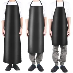 Durable PVC Faux Leather Apron - Waterproof, Oil & Stain Resistant, Comfort Fit with Adjustable Neck Strap, Sleek Black, Easy to Clean Cover