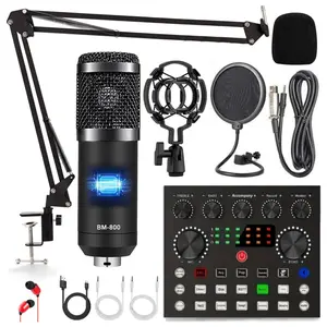 Podcast Equipment Bundle, BM800 Podcast Microphone Bundle with V8s Voice Changer, Condenser Microphone Recording Studio Package for Podcasting Live Streaming Singing PC Mobile TikTok YouTube