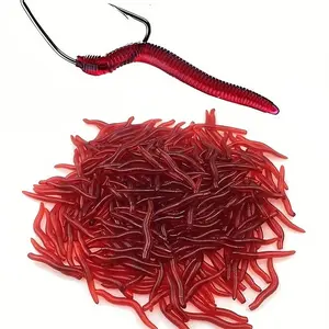 High Simulation Fishy Scent Soft Bait Set Glow Worm Lure Artificial Fly Fishing Gear Waterproof Fluorescent Design for Saltwater Freshwater Lake River Ocean Fishing