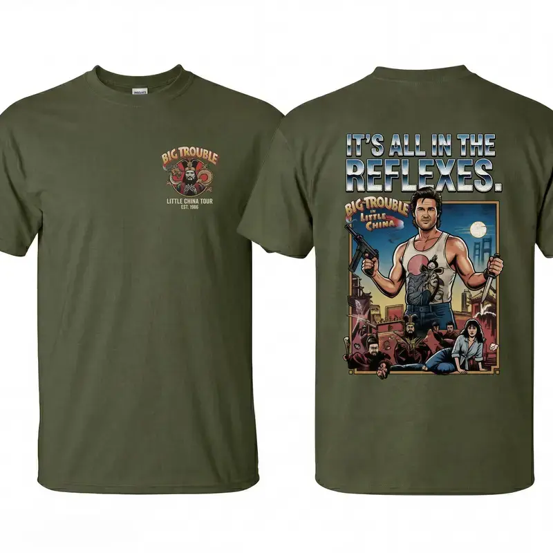 It's All In The Reflexes Shirt Big Trouble In Little China Shirt, Jack Burton Shirt, Vintage 80s Action Movie Graphic T-shirt, Unisex Clothing, Gift For Her, MADE IN USA