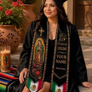 Personalized Mexican Graduation Stole 2026, Virgen de Guadalupe Floral Sash, Custom Name School Stole, Mexican Grad Gift