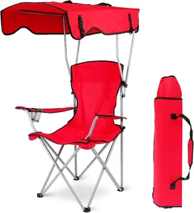 Camping Chair with Canopy Shade, Folding Lawn Chair with Umbrella Cup Holder & Carry Bag, Portable Sunshade Chair for Adults for Beach Outdoor Travel Hiking Fishing