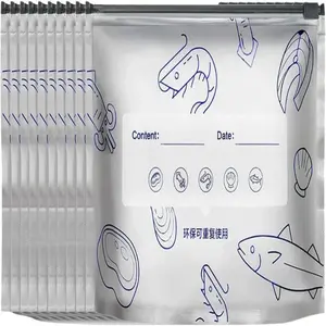 Reusable Aluminum Foil Sealable Storage Bags,Stand Up Freezer Bags With Zipper Lock Label For Food Preservation Vegetables Fruit,Meat,Snacks,Bread,Seafood (10PC Large)