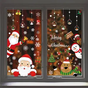 167 pcs Christmas Window Suction Cup Stickers Santa Claus & Snowflake Decorations for Festive Home Decorations