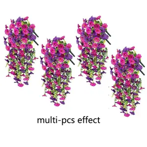 Artificial morning glory vines with UV protection for spring and summer, vibrant pink and purple flowers, realistic petals, maintenance-free, durable plastic indoor/outdoor decoration, suitable for weddings, Christmas, Valentine's Day, and floral decorati