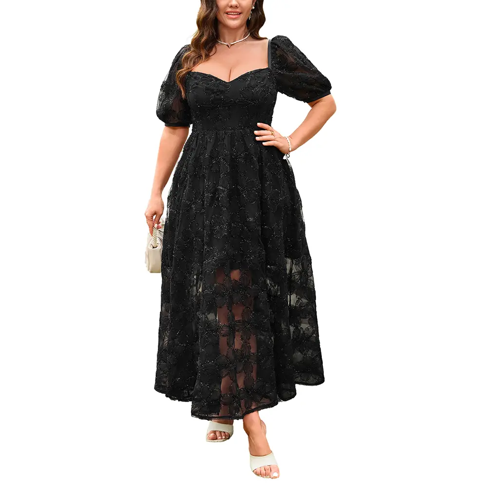 plus size grey lace dress Plus Size 2-Piece Mother of the Bride Dress Set with Square Neck and  Floor-Length Sheath – misshow.com main image 0