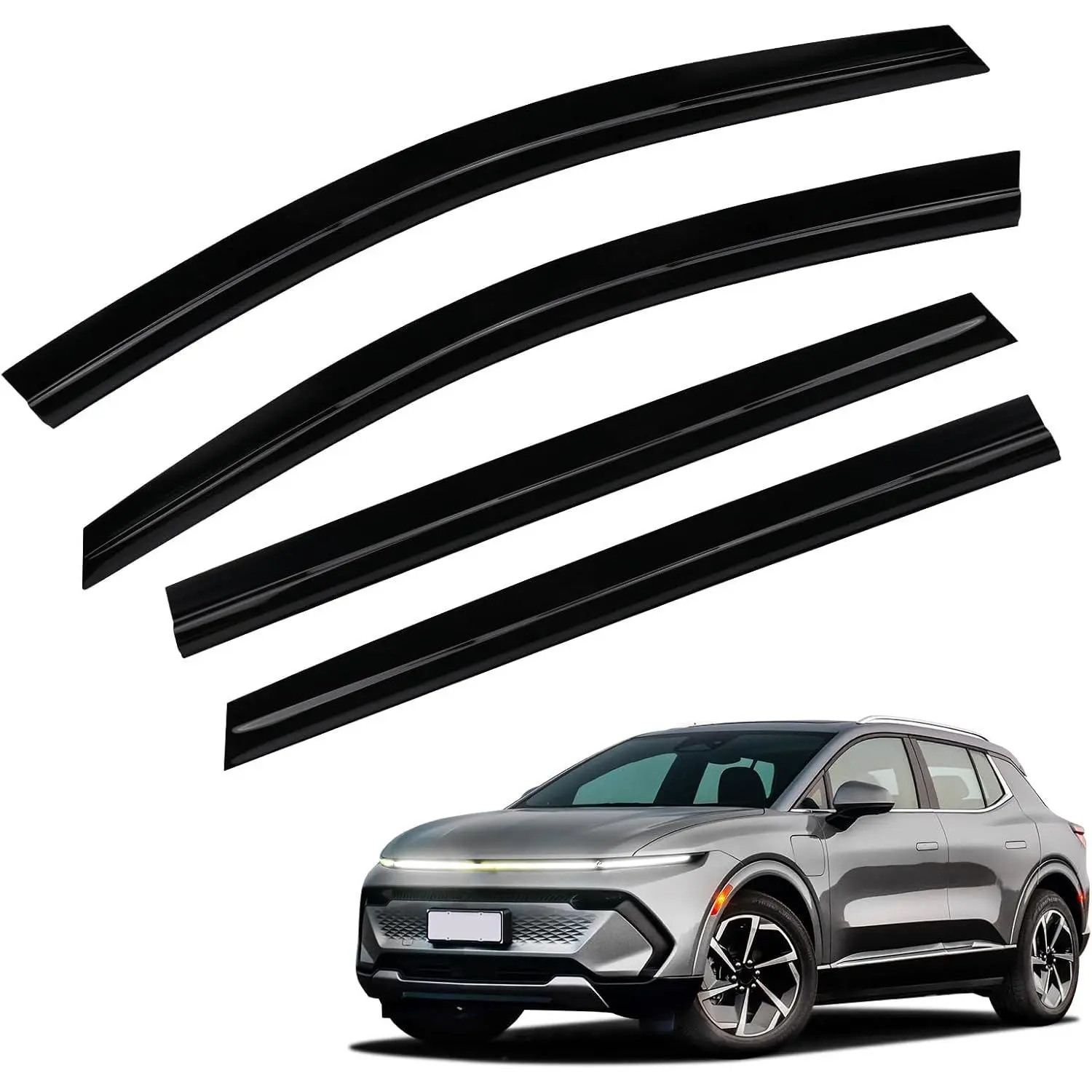 Tape-On Side Window Deflectors & Visors Rain Guards for 2025-2026 Chevy Equinox EV, 4-Pack Formipow Shatterproof Polycarbonate, Peel-and-Stick All-Weather, Low Profile, Durable, Stylish, Sun Protection, Wind Noise Reduction Car Exterior Accessories