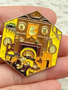 Harry Potter Inspired Cartoon Anime School Room Badge Brooch Pin, Creative Geometric Design Accessory for Fans & Collectors
