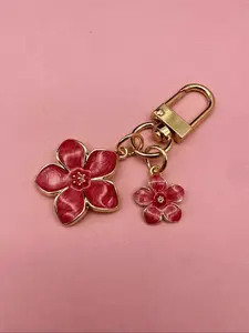 "Metal Cherry Blossom Keychain – Lightweight Sakura Design Charm for Keys, Bags, Backpacks, and Everyday Accessories"