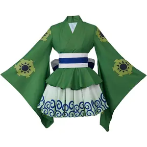 Anime Roronoa Cosplay Costume Roronoa Kimono Dress Female Girls Lolita Outfits Halloween Suit with Belt