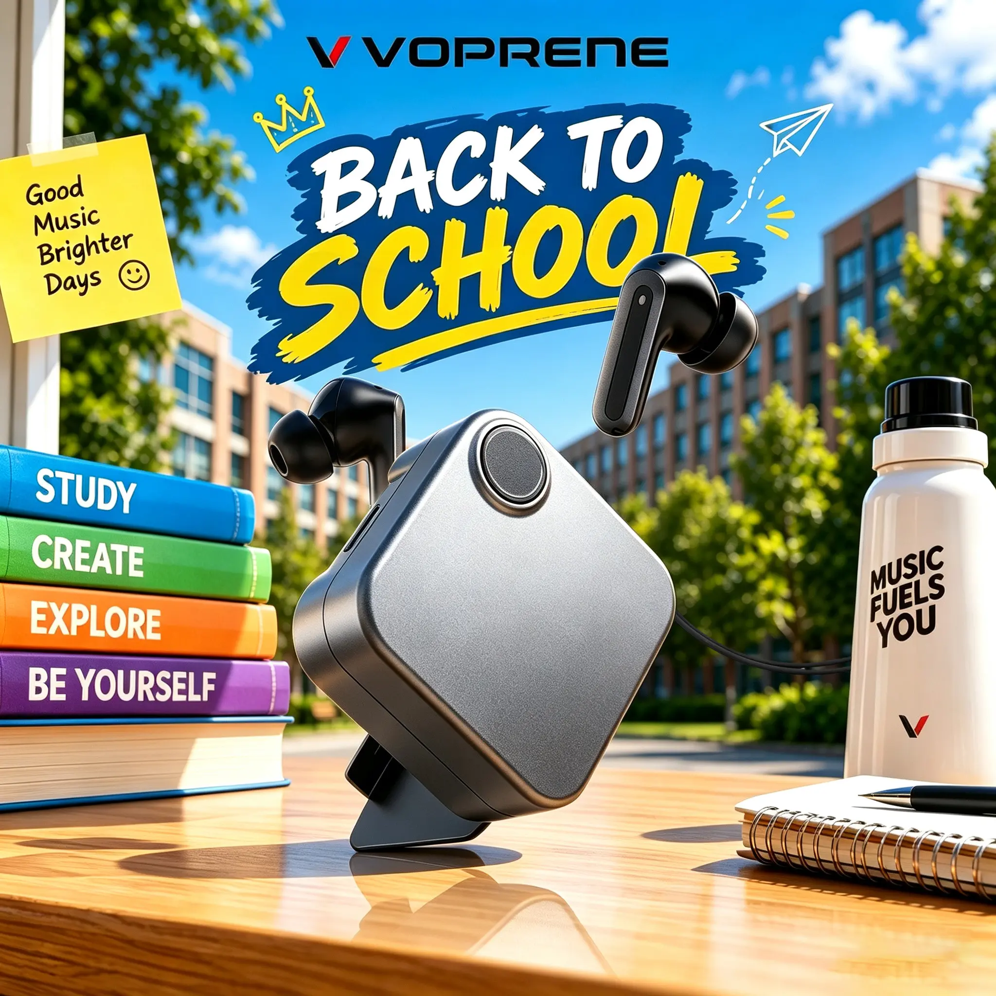 VOPRENE Bluetooth 5.3 Wireless In-Ear Earbuds, Silicone 2-in-1 Charging Case Phone Stand, 35dB Hybrid Active Noise Cancelling, Powerful Bass, 70H Playtime, Waterproof, 20kHz Audio, Portable, Stable Connection for Gym Sports, Streaming
