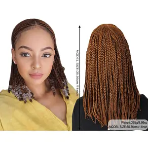 14inch Braided Wigs,13x5x1HD Lace Front Swiss Lace Hand Braided with Baby Hair Front Box Braids Super Lightweight Micro Cornrow Twisted for Brown Women Natural Looking Knotless Glueless Braids braided wigs