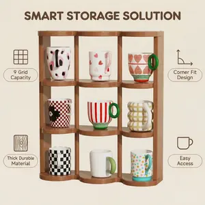 Nine Grid Desktop Organizer Multi-Layer Rack for Cups Kitchen & Office Storage Smart Storage Solution Corner Fit Design Easy Access