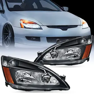 Nilight Headlight Assembly for 2003-2007 Honda Accord, Black Case, Amber Reflector, Waterproof, Anti-Fogging, DOT Certified, IP65 Rated, OE Standard