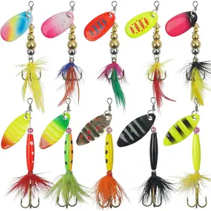 Fishing Lures Spinnerbait Kit Rooster  Tail Fishing Lures Inline Spinner Baits Bass Salmon Trout Spoon Hard Metal Spinnerbaits for Saltwater Freshwater