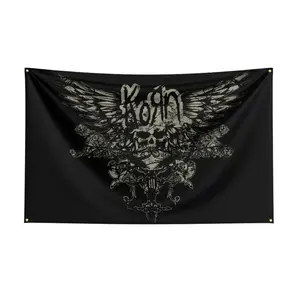 Korn Metal Rock Band Flag Banner Tapestry Wall Hanging Art, winter decoration Spooky Mandala Skull Printed Home Textile