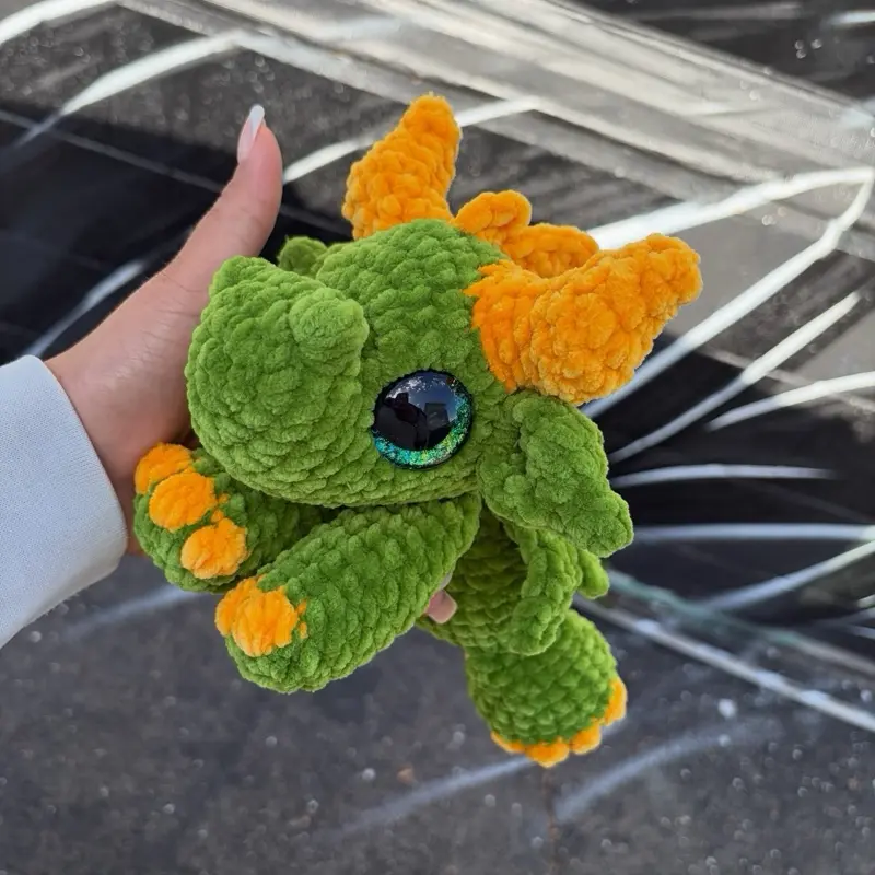 Crochet Dragon Plush Toy, Handmade Stuffed Animal for Kids