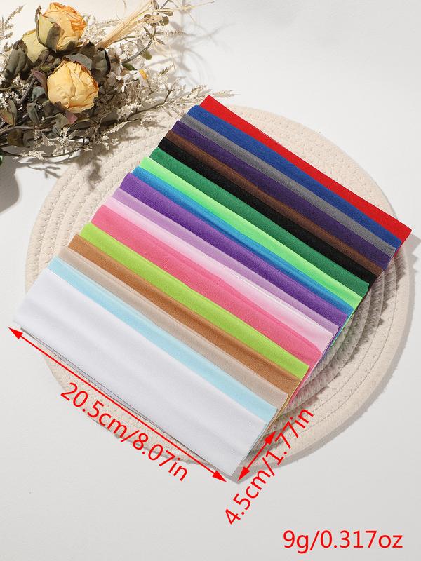 18-Piece Colorful Fabric Sports Headbands Set, Daily Casual Hair Bands for Running & Outdoor Activities, Comfortable Design, Elastic Headband