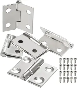 20Pcs Stainless Steel Flat Hinges 1 inch Door and Window Hinges Mini Hinge Boxes Gate Drawer Hinge, Size 25x28x4.8mm(1x1.1x0.19inch) with 80 Screws