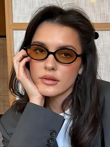 Acrylic Oval Frame Sunglasses, Trendy Casual Tinted Lens Sunglasses for Everyday Use, Fashion Accessories for Outdoor Activities, Classic Oval Sunglasses