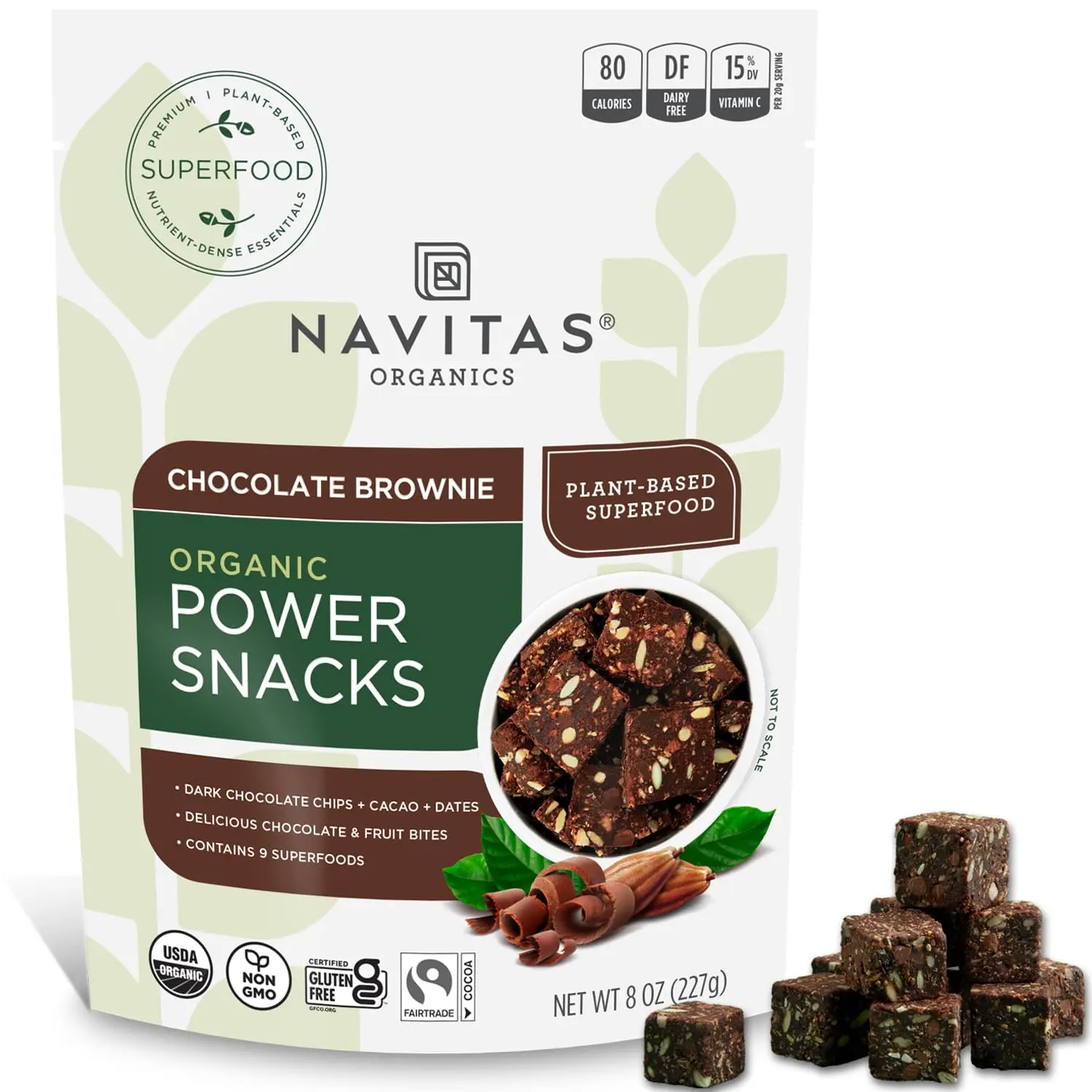 Navitas Organics Superfood Power Snacks, Chocolate Cacao, 8oz. Bag \u2014 Organic, Non-Gmo, Gluten-Free