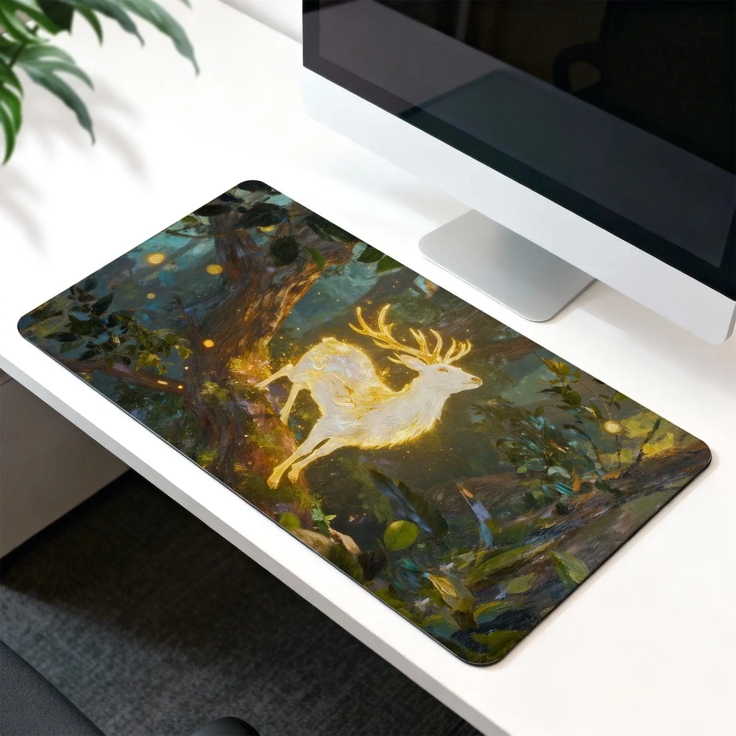 LIVEKEY Fantasy 3D Banana Design Solid Rectangular Plastic Large Computer Mouse Pad - 31.5x15.75in Desktop Mat, Stitched Edges, Non-Slip Rubber Base, Smooth Surface for Interactive Gaming, Office Work