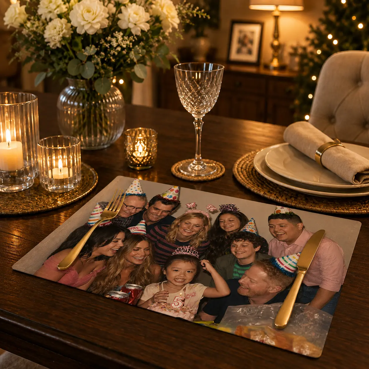 Custom linen-look placematsPack of 4, 18x12 inches with customizable patterns, party supplies suitable for table decorations and displays in hotels, homes, banquets and other events.