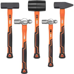 5- Hammer Set, 16oz and 32oz Ball Pein Hammers, 32oz Rubber Mallet, 3lb Sledge, 3lb Cross Peen Hammer