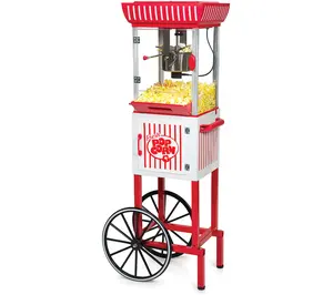 Popcorn Maker Machine - Professional Cart With 2.5 Oz Kettle Makes Up to 10 Cups - Vintage Popcorn Machine Movie Theater Style - Red & White
