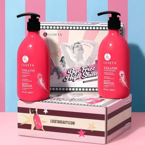 Luseta Keratin Shampoo and Conditioner for Color Treated Damaged & Dry Hair, Keratin Hair Treatment for Smoothing& Nourishing, Free of Sulfates, Paraben and Gluten