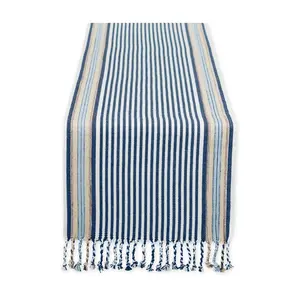 Design Imports Boat House Stripe Fringe Table Runner - 14 X 74