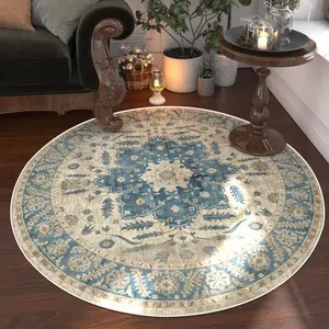 Round Boho Style Geometric Pattern Rug, 1 Count Non-slip Washable Floor Mat, Decorative Carpet for Home Living Room Bedroom, Home Decor, Room Decor, Christmas 2024 Ornament, Christmas Gift Ideas, Stocking Stuffers