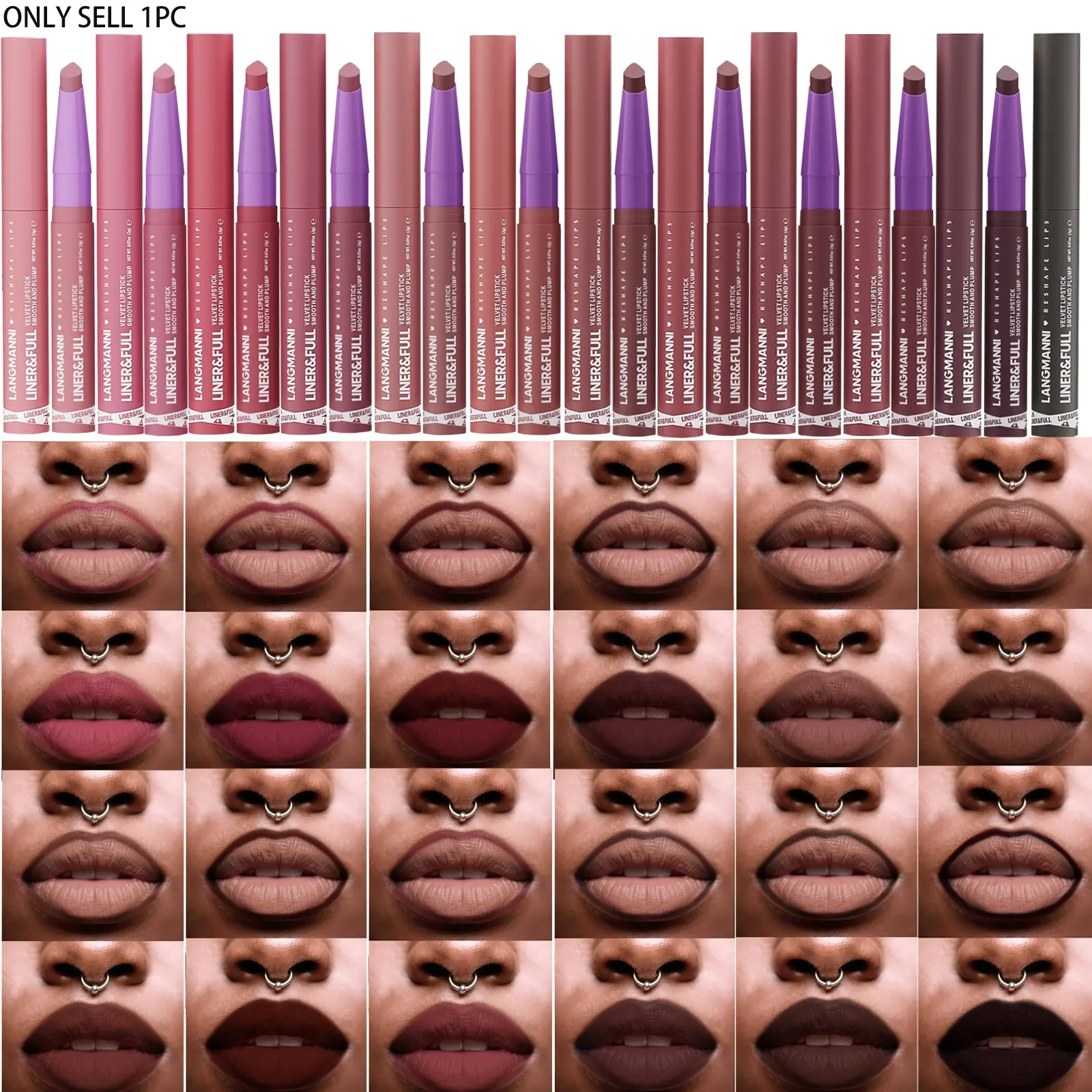2-in-1 matte lip gloss Lipstick Pen smooth application, long-lasting, natural and easy to color, creating a perfect lip makeup Lipstick Cosmetic Individual Lipsticks